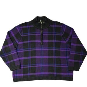 Lauren Ralph Lauren Sweater‎ Mens Large Plaid Half Zip Pullover Knit Pullover